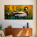 Mallard Duck Painting, Colorful Wildlife Art, Nature Lover Gift, Whimsical Wall Art, Framed Canvas Print, Rustic Home Decor, Bird Art