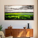 Marsh Landscape Painting, Green Wall Art, Nature Artwork, Panoramic Art, Extra Wide Art, Framed Canvas Print, Rustic Home Decor