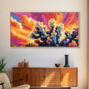 Joshua Tree, desert landscape, sunset art, boho decor, southwest wall art, extra wide art, framed canvas print, panoramic painting