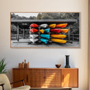 Vibrant Kayak Storage Canvas Print Coastal Decor Nautical Painting Lake Tahoe Art Horizontal Wall Art Gift Idea Living Room Art