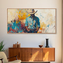 Cowboy Art, Western Painting, Rustic Wall Art, Vintage Horse Art, Dark Romance Painting, Moody Art, Extra Wide Art, Framed Canvas Print