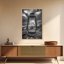 Stormy Lantern by the Sea, nautical decor, moody art, seascape painting, coastal painting, rustic wall art, framed canvas print