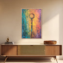 Abstract Key Painting, Bold Colorful Art, Wabi Sabi Wall Art, Southwest Wall Decor, Framed Canvas Print, Gift Idea, Modern Art