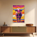 Pop Art Cow, Pink Orange Wall Art, Southwest Wall Art, Canvas Print, Rustic Decor, Farmhouse Art, Living Room Art, Bold Wall Art