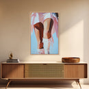 Cowgirl Boots, black cowgirl painting, coastal cowgirl wall art, rustic decor, light pink wall art, western aesthetic, Framed Canvas Print