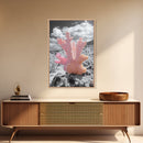 Ocean coral, coastal decor, nautical painting, framed canvas print, marine life art, whimsical ocean scene, tropical beach house wall art