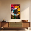 Western Cowboy Hat, rustic decor, graffiti wall art, vibrant color art, framed canvas print, southwest wall art, moody art