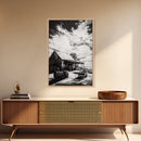 Vintage Barn, Rustic Landscape, Canvas Print, farmhouse art, rustic wall art, barn landscape oil painting, moody art, above couch art, wabi sabi art