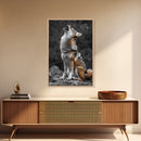 Howling Coyote, Wildlife Art, Southwest Wall Art, Moody Art, Rustic Wall Art, Nature Art, Framed Canvas Print, Gift Idea