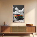Vintage Car, Custom Car Painting, Graffiti Wall Art, Rustic Art, Old Car Scene, Moody Art, Framed Canvas Print, Landscape Art