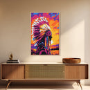 Native American Art, Bold Color Painting, Southwest Wall Art, Framed Canvas Print, Rustic Decor, Moody Art, Extra Wide Art, Gift Idea