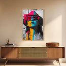Urban Pop Art, Woman Portrait, Graffiti Wall Art, Chicano Art, Contemporary Art, Gift Idea, Framed Canvas Print, Whimsical Art