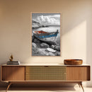 Rustic Boat Painting, Coastal Decor, Nautical Wall Art, Seascape Painting, Beach House Art, Gift Idea, Canvas Print, Wabi Sabi Art
