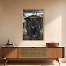 Cowboy, Rustic Barn, Moody Art, Southwest Wall Art, Farmhouse Art, Vintage Horse Art, Dark Romance Painting, Canvas Print, Gift Idea
