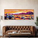 Pink Orange Wall Art, Framed Canvas Print, Extra Wide Art, Southwest Wall Art, Rustic Art, Desert Landscape Painting, Moody Art, Above Bed Art