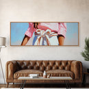 Minimalist Art, Framed Canvas Print, Fashion Illustration, Pink Wall Art, Modern Decor, Extra Wide Art, Light Pink Wall Art, Bedroom Art