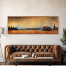 Rustic Wall Art, Framed Canvas Print, Barn Landscape Oil Painting, Moody Art, Extra Wide Art, Fall Decor, Living Room Art, Above Couch Art