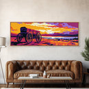 Seaside Wagon, nautical painting, coastal wall art, rustic beach decor, farmhouse art, extra wide panoramic art, framed canvas print