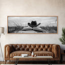 Cowboy Hat, wabi sabi art, rustic decor, farmhouse art, moody art, extra wide art, coastal wall art, framed canvas print, boho art