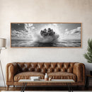 Explosion, dramatic seascape, moody art, panoramic art, extra wide art, coastal wall art, framed canvas print, ocean painting, nautical decor