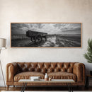 Wagon at Sunset, rustic art, farmhouse art, vintage horse art, tall narrow art, antique farm painting, framed canvas print
