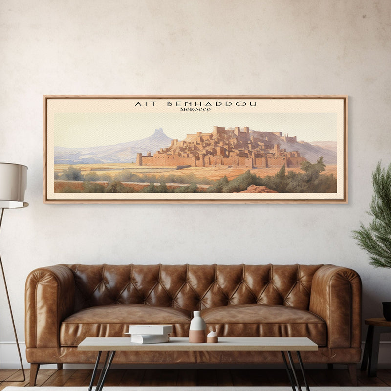 Ait Benhaddou Travel Poster Print, Framed Canvas Wall Art, Metal Wall Art, Morocco art, Gift For Him, Travel Wall Art, Travel Lover Gift