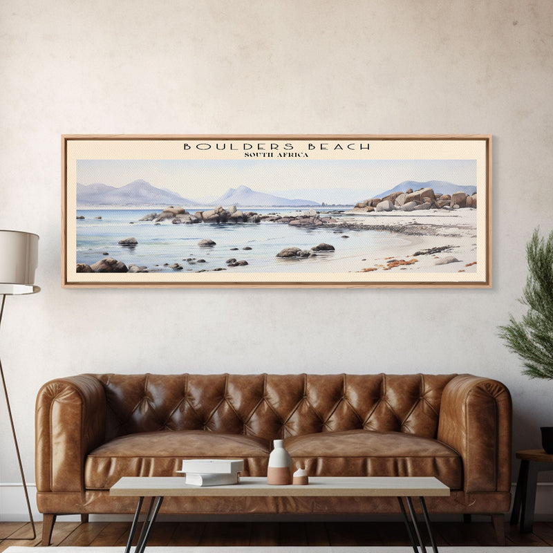 Boulders Beach COUNTRY Travel Poster Print, Framed Canvas Print, COUNTRY Travel Art, Wood Framed Art, Wall Hanging, Home Decor