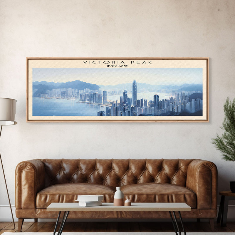 Victoria Peak COUNTRY Travel Poster Print, Framed Canvas Print, COUNTRY Travel Art, Wood Framed Art, Wall Hanging, Home Decor