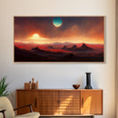 Scifi canvas print, Alien world with 3 moons, spooky print, creepy art, science fiction art