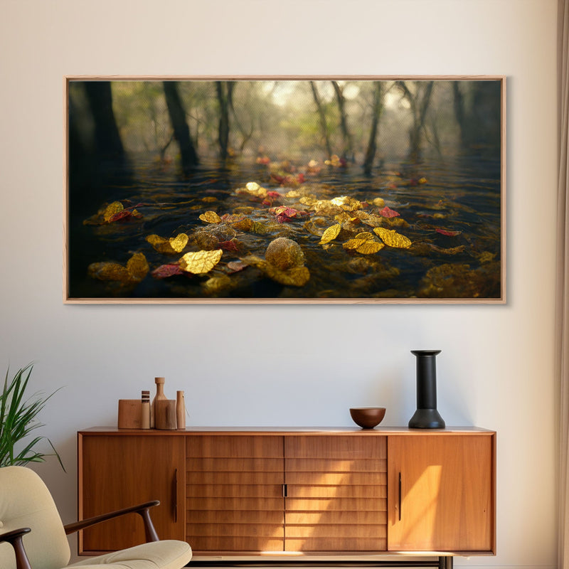 Wet Leaves Stream Forest Woods Fall Autumn Fine Art Print, Wall Art Print, Wall DÃ©cor, Wall Poster