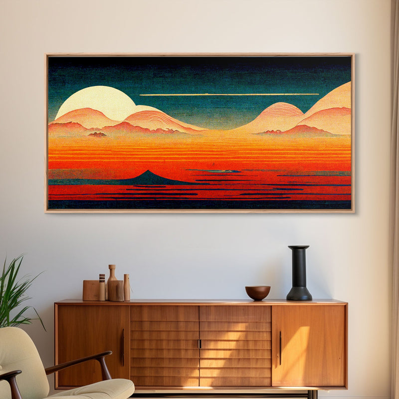 Art Deco Sunset, Desert Dunes, Canvas Print ready to hang wall art, cool wall art