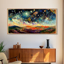 Night Starry Sky Landscape On Canvas Print Colorful Night Sky Painting Nature Painting Living Room Wall Art Spiritual Starry Painting