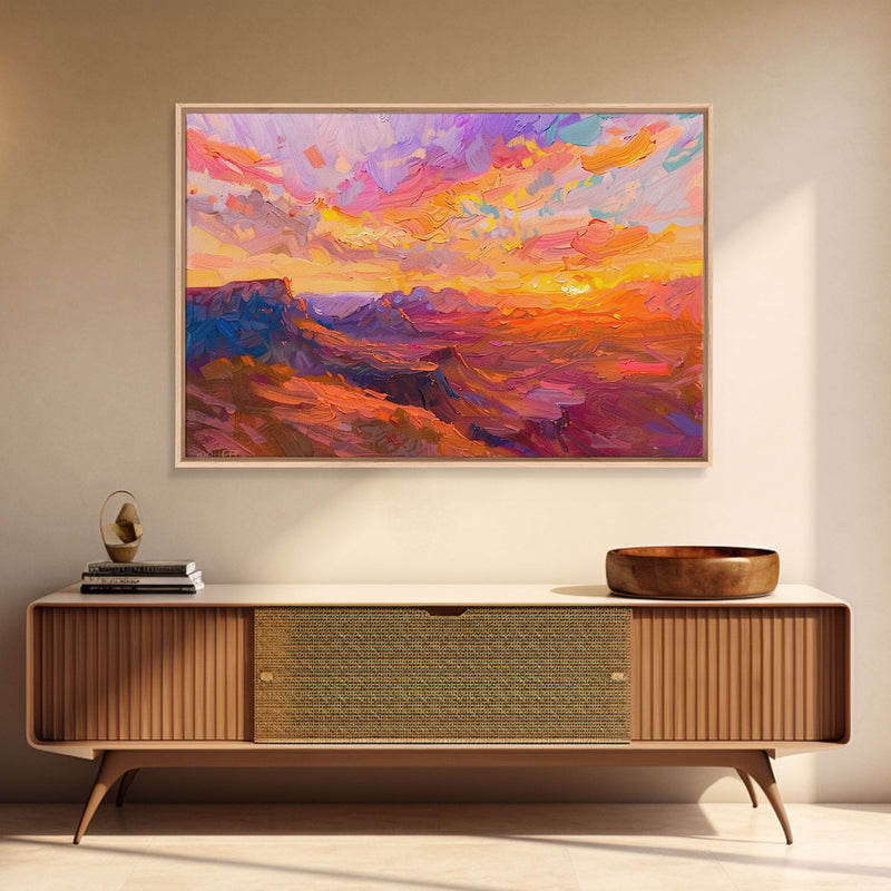 Arizona Desert Sunset Art Print - Framed Canvas Metal or Oil Painting - Southwestern Decor