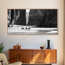 Cowboys Riding in Dusty Canyon, Striking Wall Art for Living Room or Bedroom, Framed Canvas Print, Home Decoration