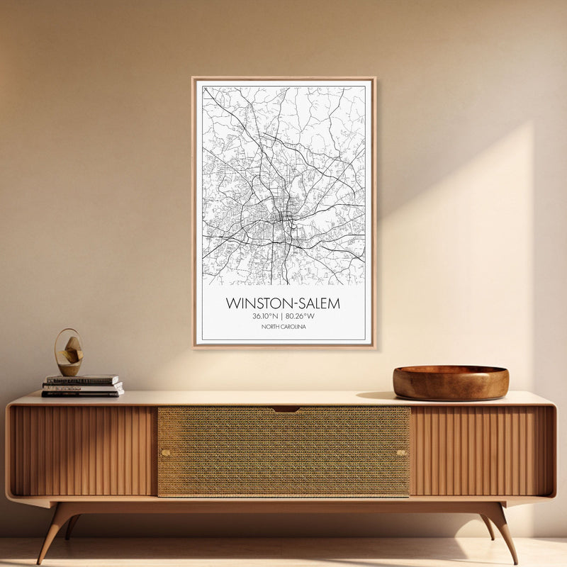 Winston Salem Street Map, North Carolina Map, City Map Print, Minimalist Art, Wall Art, Canvas Print, Modern Wall Art, Adventure Gifts