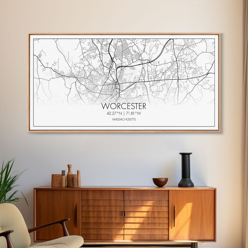 Worcester City Map, Massachusetts Art, Map Print, Modern Wall Art, Wall Art, Canvas Art, Dining Room DÃ©cor, Boho Wall Art, Prints Wall Art