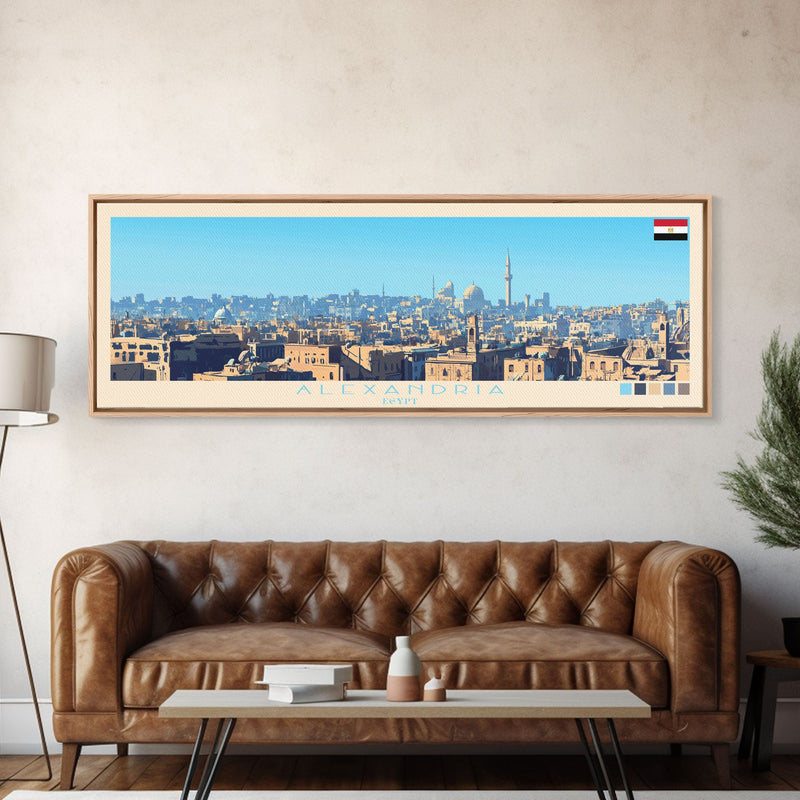 Algiers, Algeria Panoramic Travel Poster Canvas Print, Algiers, Algeria Painting, Algeria Art, Algiers Travel Art, Guest Room Painting