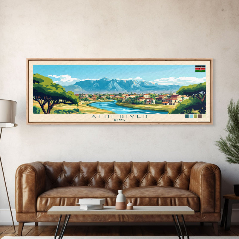 Athi River, Kenya Panoramic Travel Poster Canvas Print, Athi River, Kenya Painting, Kenya Art, Athi River Panoramic Travel Art, Travel Painting