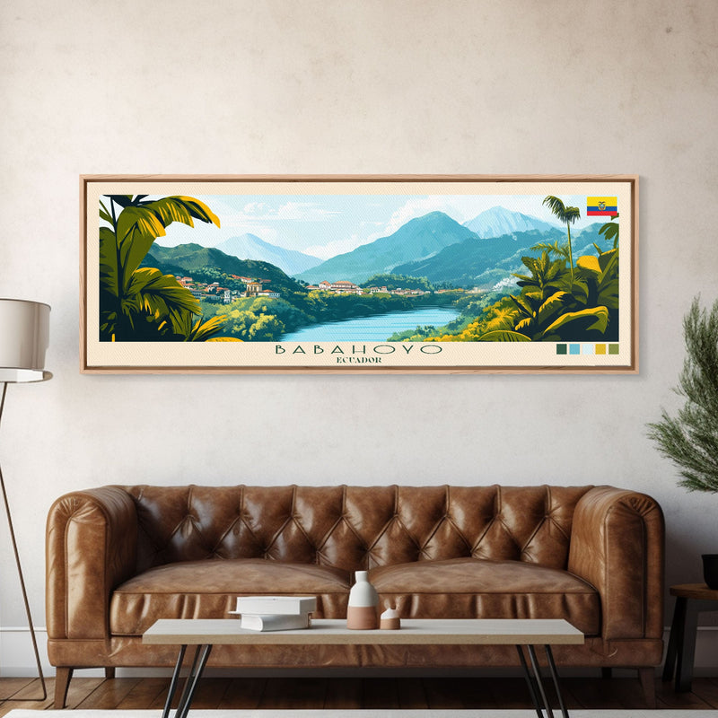 Babahoyo, Ecuador Travel Poster Panoramic Canvas Print, Babahoyo, Ecuador Painting, Ecuador Art, Babahoyo Travel Art, Guest Room Painting