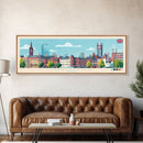 Manchester, England Panoramic Travel Poster Canvas Print, Manchester, England Painting, England Art, Manchester Travel Art, Guest Room Painting