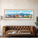 Portsmouth, England Panoramic Travel Poster Canvas Print, Portsmouth, England Painting, England Art, Portsmouth Panoramic Travel Art, Travel Painting
