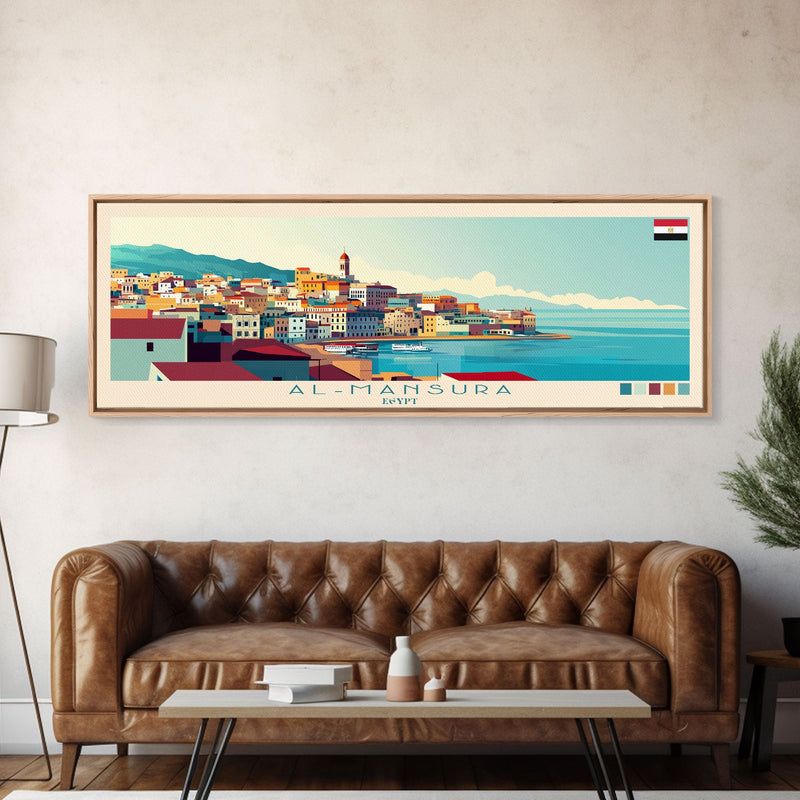 Alburyâ€“Wodonga, Australia Travel Poster Panoramic Canvas Print, Alburyâ€“Wodonga, Australia Painting, Australia Art, Alburyâ€“Wodonga Travel Art, Guest Room Painting