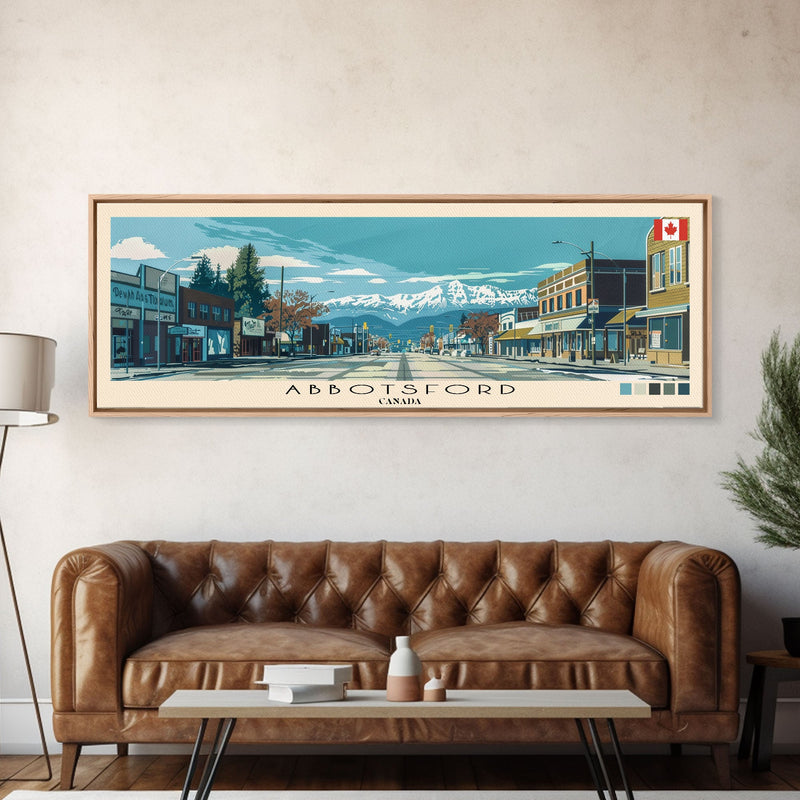 Abbotsford, Canada Panoramic Canvas Print, Abbotsford, Canada Painting, Canada Art, Abbotsford Travel Poster, Travel Art, Guest Room Painting