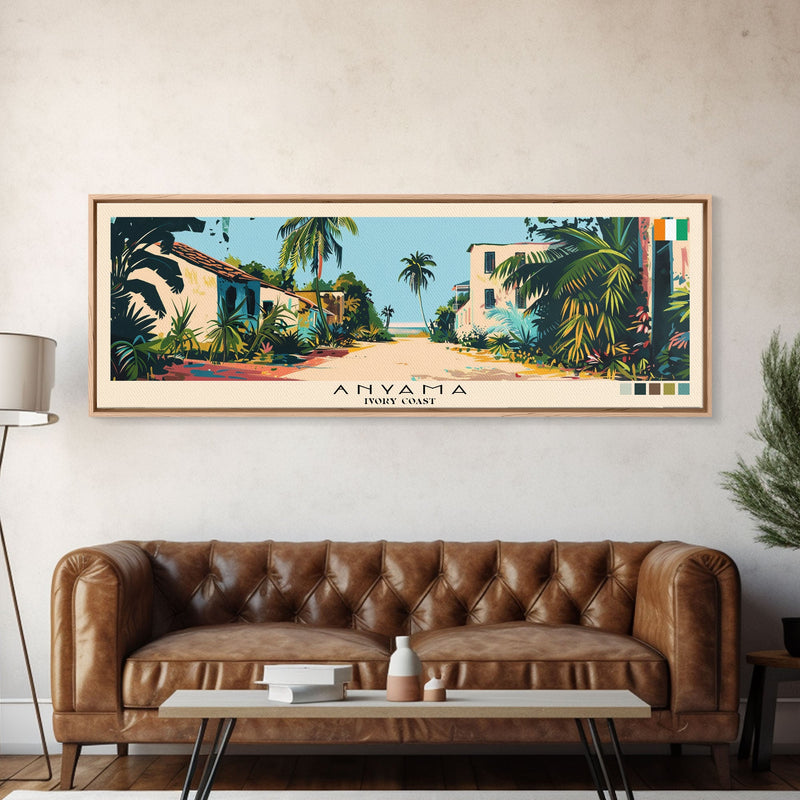 Anyama, Ivory Coast Panoramic Canvas Print, Anyama, Ivory Coast Painting, Ivory Coast Art, Anyama Travel Poster, Travel Art, Guest Room Painting