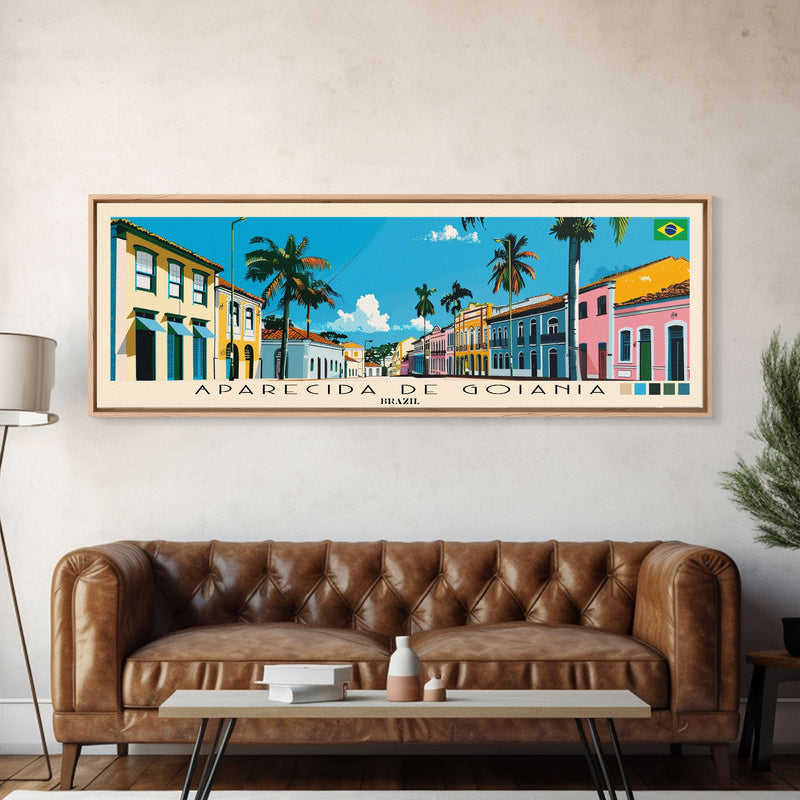 Aparecida de Goiania, Brazil Panoramic Canvas Print, Aparecida de Goiania, Brazil Painting, Brazil Art, Aparecida de Goiania Travel Poster, Travel Art, Guest Room Painting