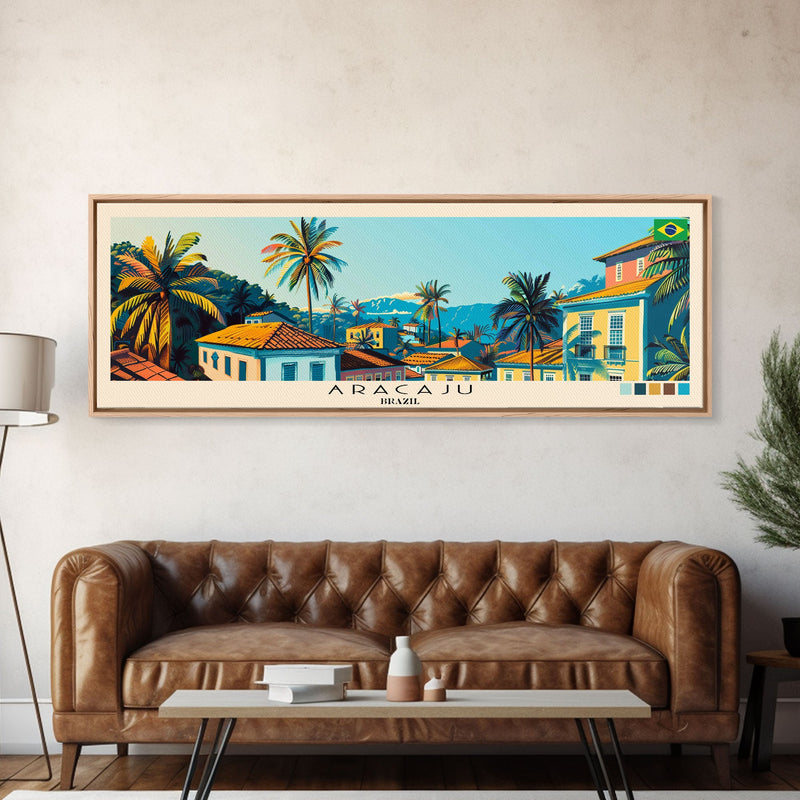 Aracaju, Brazil Panoramic Canvas Print, Aracaju, Brazil Painting, Brazil Art, Aracaju Travel Poster, Travel Art, Living Room Painting