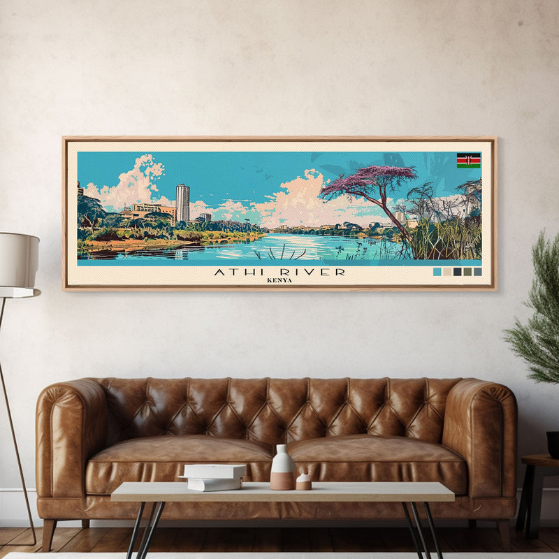 Athi River, Kenya Panoramic Canvas Print, Athi River, Kenya Painting, Kenya Art, Athi River Travel Poster, Travel Art, Guest Room Painting