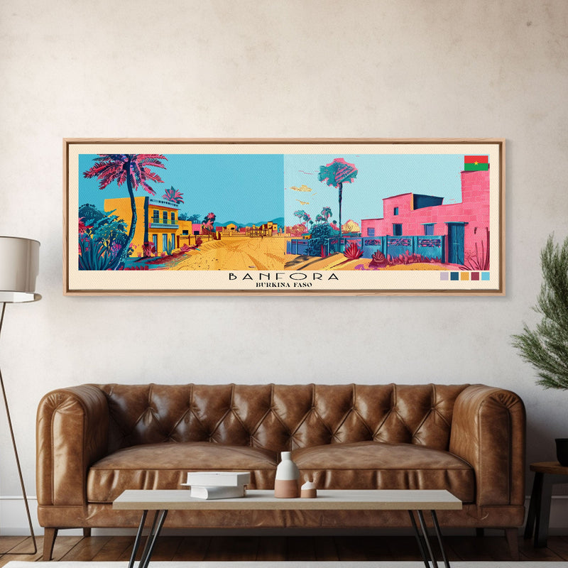 Banfora, Burkina Faso Panoramic Canvas Print, Banfora, Burkina Faso Painting, Burkina Faso Art, Banfora Travel Poster, Travel Art, Guest Room Painting