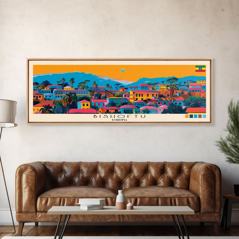 Bishoftu, Ethiopia Panoramic Canvas Print, Bishoftu, Ethiopia Painting, Ethiopia Art, Bishoftu Travel Poster, Travel Art, Vacation Gift