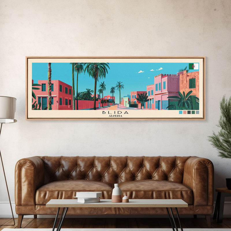 Blida, Algeria Panoramic Canvas Print, Blida, Algeria Painting, Algeria Art, Blida Travel Poster, Travel Art, Housewarming Gift